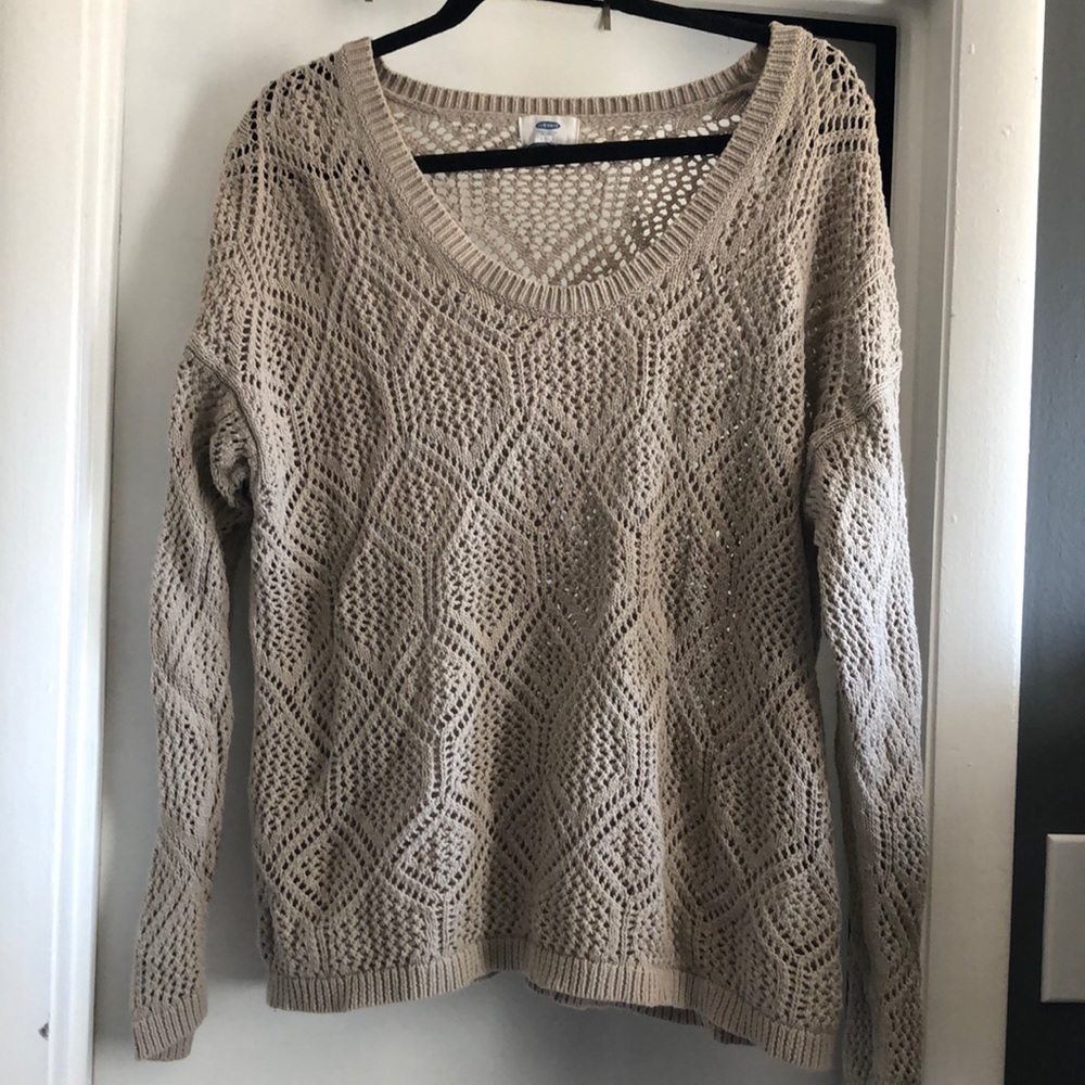 Old Navy XXL Taupe Crochet Sweater